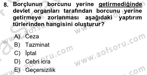 Temel Hukuk Bilgisi Dersi 2023 - 2024 Yılı (Vize) Ara Sınav Soruları 8. Soru