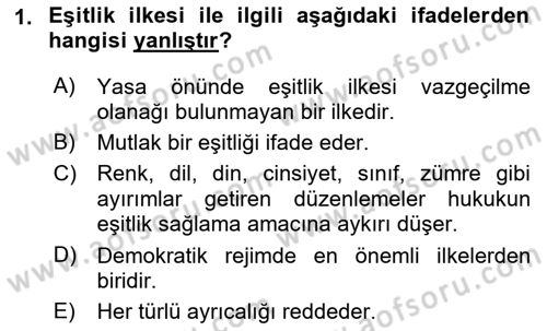 Temel Hukuk Bilgisi Dersi 2023 - 2024 Yılı (Final) Dönem Sonu Sınav Soruları 1. Soru