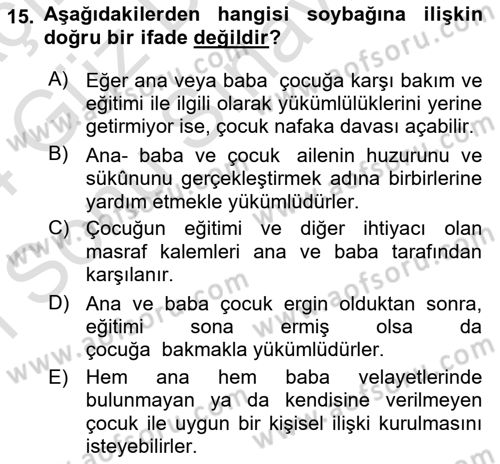 Temel Hukuk Bilgisi Dersi 2023 - 2024 Yılı (Final) Dönem Sonu Sınav Soruları 15. Soru