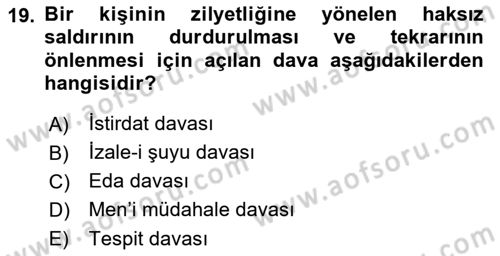 Temel Hukuk Bilgisi Dersi 2023 - 2024 Yılı (Final) Dönem Sonu Sınav Soruları 19. Soru