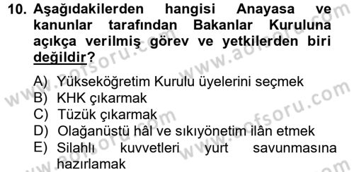 Temel İdare Hukuku Dersi 2012 - 2013 Yılı (Vize) Ara Sınav Soruları 10. Soru