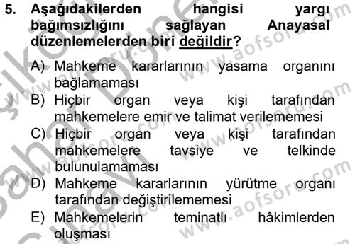 Temel İdare Hukuku Dersi 2012 - 2013 Yılı (Vize) Ara Sınav Soruları 5. Soru