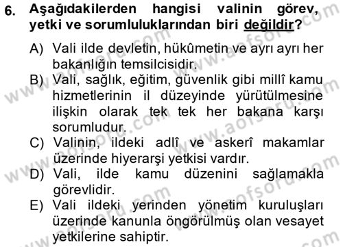 Temel İdare Hukuku Dersi 2012 - 2013 Yılı (Vize) Ara Sınav Soruları 6. Soru