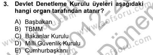 Temel İdare Hukuku Dersi 2012 - 2013 Yılı (Final) Dönem Sonu Sınav Soruları 3. Soru