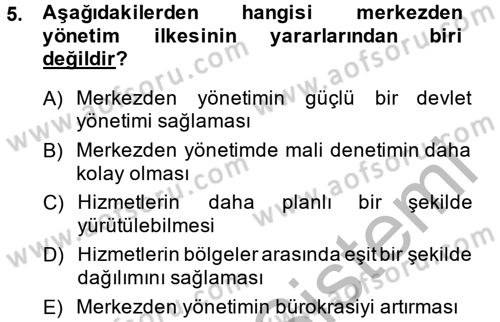 Temel İdare Hukuku Dersi 2014 - 2015 Yılı (Vize) Ara Sınav Soruları 5. Soru