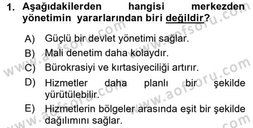 Temel İdare Hukuku Dersi 2015 - 2016 Yılı (Vize) Ara Sınav Soruları 1. Soru