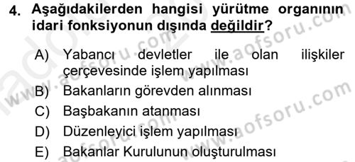 Temel İdare Hukuku Dersi 2015 - 2016 Yılı (Vize) Ara Sınav Soruları 4. Soru