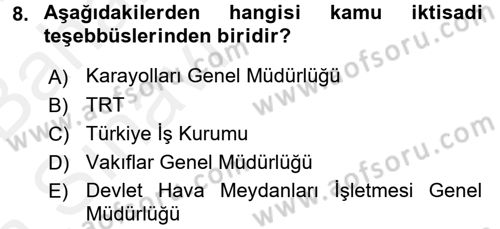 Temel İdare Hukuku Dersi 2015 - 2016 Yılı (Vize) Ara Sınav Soruları 8. Soru