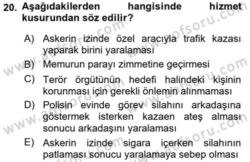 Temel İdare Hukuku Dersi 2015 - 2016 Yılı (Final) Dönem Sonu Sınav Soruları 20. Soru