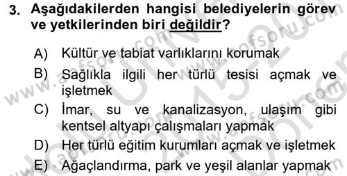 Temel İdare Hukuku Dersi 2015 - 2016 Yılı (Final) Dönem Sonu Sınav Soruları 3. Soru