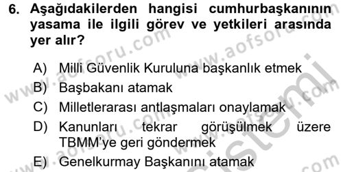 Temel İdare Hukuku Dersi 2016 - 2017 Yılı (Vize) Ara Sınav Soruları 6. Soru