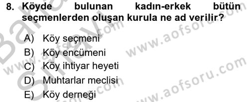 Temel İdare Hukuku Dersi 2016 - 2017 Yılı (Vize) Ara Sınav Soruları 8. Soru