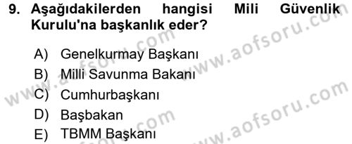 Temel İdare Hukuku Dersi 2016 - 2017 Yılı (Vize) Ara Sınav Soruları 9. Soru