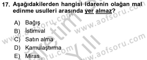 Temel İdare Hukuku Dersi 2018 - 2019 Yılı Yaz Okulu Sınav Soruları 17. Soru