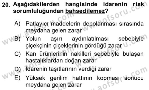 Temel İdare Hukuku Dersi 2018 - 2019 Yılı Yaz Okulu Sınav Soruları 20. Soru