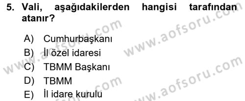 Temel İdare Hukuku Dersi 2018 - 2019 Yılı Yaz Okulu Sınav Soruları 5. Soru