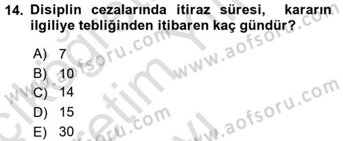 Temel İdare Hukuku Dersi 2020 - 2021 Yılı Yaz Okulu Sınav Soruları 14. Soru