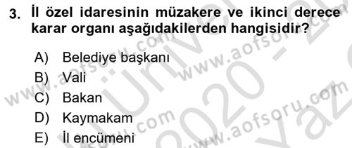 Temel İdare Hukuku Dersi 2020 - 2021 Yılı Yaz Okulu Sınav Soruları 3. Soru