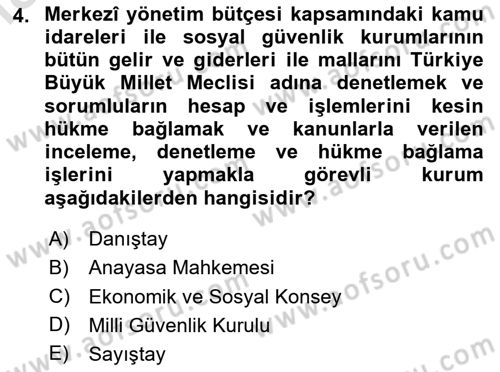 Temel İdare Hukuku Dersi 2020 - 2021 Yılı Yaz Okulu Sınav Soruları 4. Soru