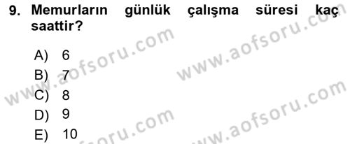 Temel İdare Hukuku Dersi Yaz Okulu Sınavı Deneme Sınav Soruları 9. Soru