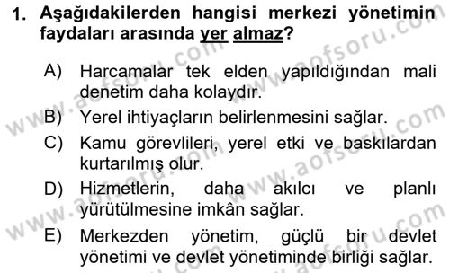Temel İdare Hukuku Dersi 2021 - 2022 Yılı (Vize) Ara Sınav Soruları 1. Soru