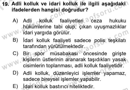 Temel İdare Hukuku Dersi 2021 - 2022 Yılı (Vize) Ara Sınav Soruları 19. Soru