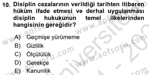 Temel İdare Hukuku Dersi 2021 - 2022 Yılı (Final) Dönem Sonu Sınav Soruları 10. Soru