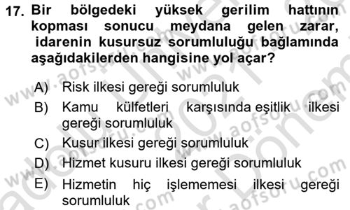 Temel İdare Hukuku Dersi 2021 - 2022 Yılı (Final) Dönem Sonu Sınav Soruları 17. Soru