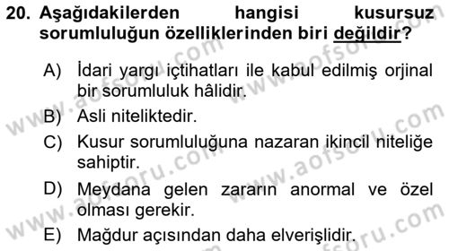 Temel İdare Hukuku Dersi 2021 - 2022 Yılı (Final) Dönem Sonu Sınav Soruları 20. Soru