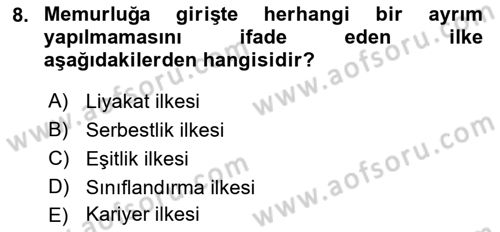 Temel İdare Hukuku Dersi 2021 - 2022 Yılı (Final) Dönem Sonu Sınav Soruları 8. Soru