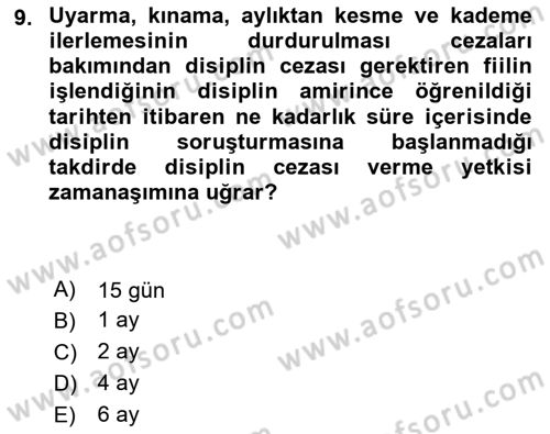 Temel İdare Hukuku Dersi 2021 - 2022 Yılı (Final) Dönem Sonu Sınav Soruları 9. Soru