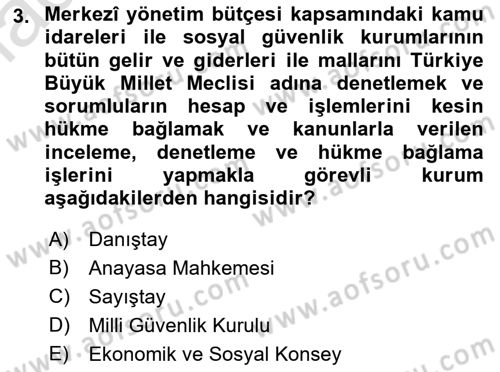 Temel İdare Hukuku Dersi 2021 - 2022 Yılı Yaz Okulu Sınav Soruları 3. Soru