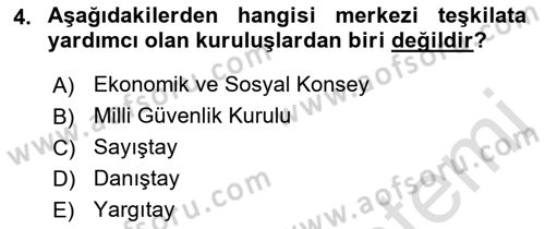 Temel İdare Hukuku Dersi 2021 - 2022 Yılı Yaz Okulu Sınav Soruları 4. Soru
