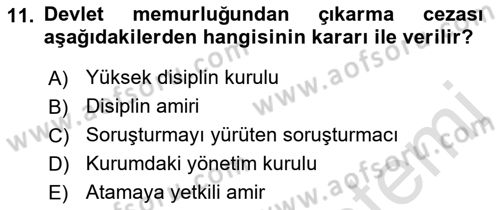 Temel İdare Hukuku Dersi 2022 - 2023 Yılı Yaz Okulu Sınav Soruları 11. Soru