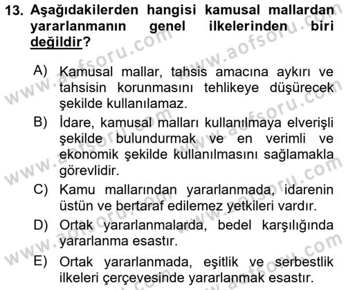 Temel İdare Hukuku Dersi 2022 - 2023 Yılı Yaz Okulu Sınav Soruları 13. Soru