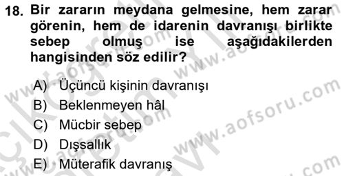 Temel İdare Hukuku Dersi 2022 - 2023 Yılı Yaz Okulu Sınav Soruları 18. Soru