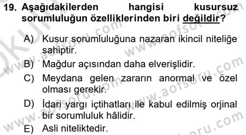 Temel İdare Hukuku Dersi 2022 - 2023 Yılı Yaz Okulu Sınav Soruları 19. Soru