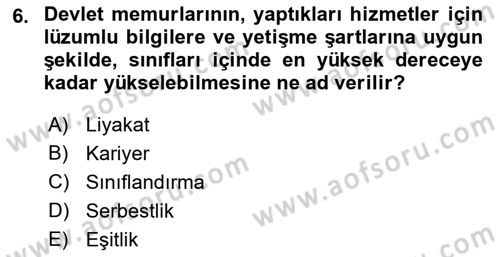 Temel İdare Hukuku Dersi 2022 - 2023 Yılı Yaz Okulu Sınav Soruları 6. Soru
