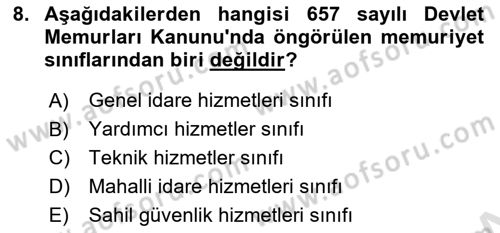 Temel İdare Hukuku Dersi 2022 - 2023 Yılı Yaz Okulu Sınav Soruları 8. Soru