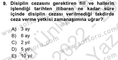 Temel İdare Hukuku Dersi 2022 - 2023 Yılı Yaz Okulu Sınav Soruları 9. Soru