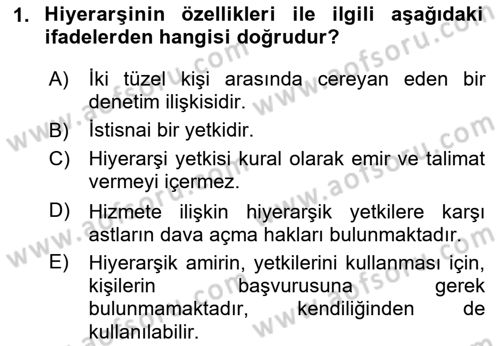 Temel İdare Hukuku Dersi 2023 - 2024 Yılı (Vize) Ara Sınav Soruları 1. Soru