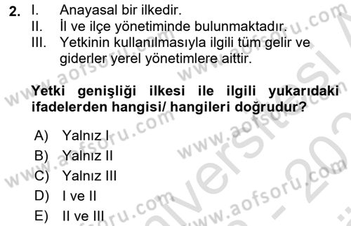 Temel İdare Hukuku Dersi 2023 - 2024 Yılı (Vize) Ara Sınav Soruları 2. Soru