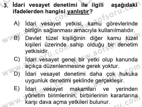 Temel İdare Hukuku Dersi 2023 - 2024 Yılı (Vize) Ara Sınav Soruları 3. Soru