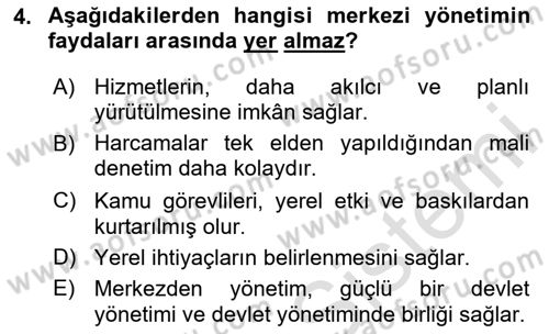 Temel İdare Hukuku Dersi 2023 - 2024 Yılı (Vize) Ara Sınav Soruları 4. Soru