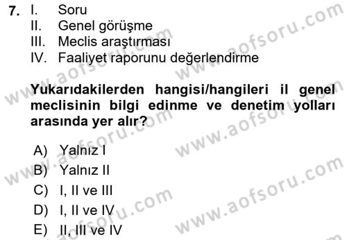 Temel İdare Hukuku Dersi 2023 - 2024 Yılı (Vize) Ara Sınav Soruları 7. Soru