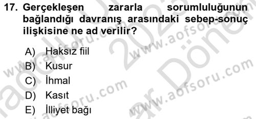 Temel İdare Hukuku Dersi 2023 - 2024 Yılı (Final) Dönem Sonu Sınav Soruları 17. Soru