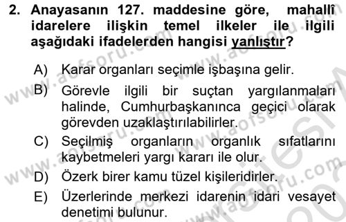 Temel İdare Hukuku Dersi 2023 - 2024 Yılı (Final) Dönem Sonu Sınav Soruları 2. Soru