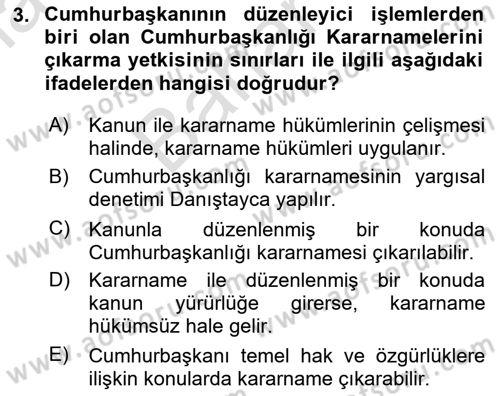 Temel İdare Hukuku Dersi 2023 - 2024 Yılı (Final) Dönem Sonu Sınav Soruları 3. Soru