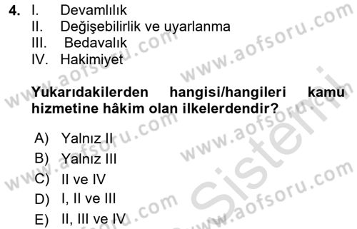 Temel İdare Hukuku Dersi 2023 - 2024 Yılı (Final) Dönem Sonu Sınav Soruları 4. Soru