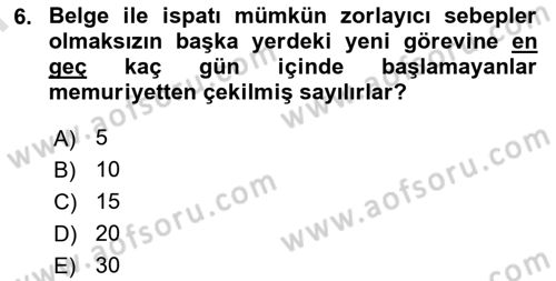 Temel İdare Hukuku Dersi 2023 - 2024 Yılı (Final) Dönem Sonu Sınav Soruları 6. Soru